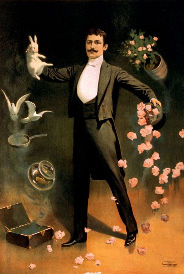 zan_zig_performing_with_rabbit_and_roses_magician_poster_1899